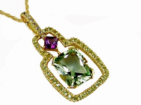 DIA & GREEN AMETHYST PENDANT
