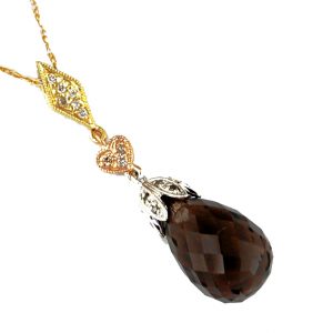 SMOKY QUARTZ & DIAMOND PENDANT