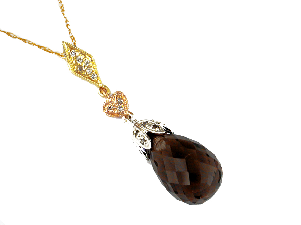 SMOKY QUARTZ & DIAMOND PENDANT