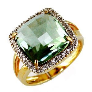 DIAMOND & GREEN AMETHYST RING