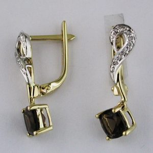 SMOKY QUARTZ & DIAMOND EARRING
