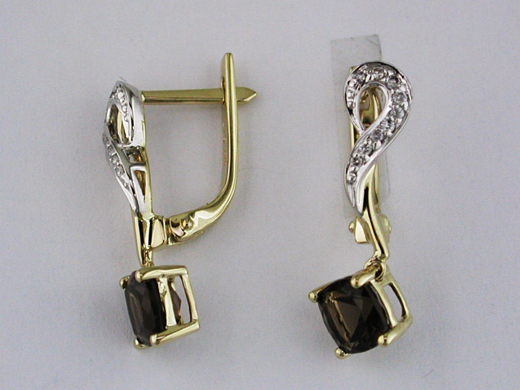 SMOKY QUARTZ & DIAMOND EARRING