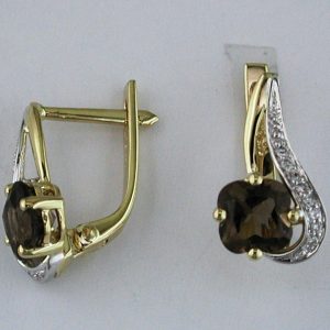 SMOKY QUARTZ & DIAMOND EARRING