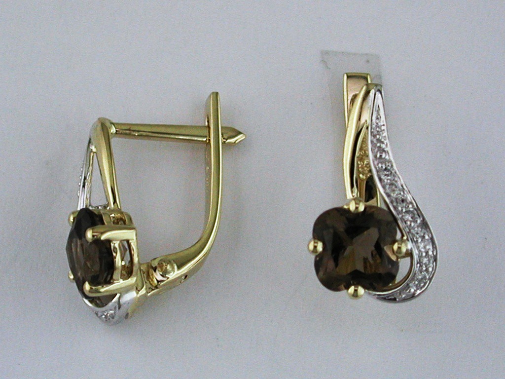 SMOKY QUARTZ & DIAMOND EARRING