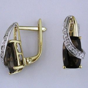SMOKY QUARTZ & DIAMOND EARRING