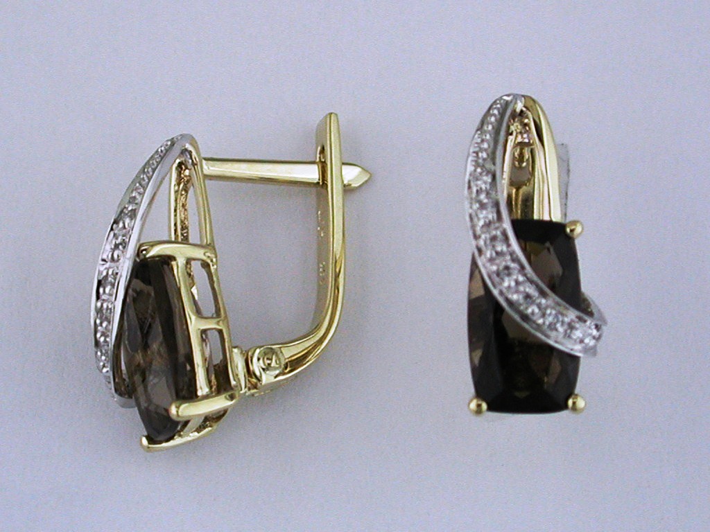 SMOKY QUARTZ & DIAMOND EARRING