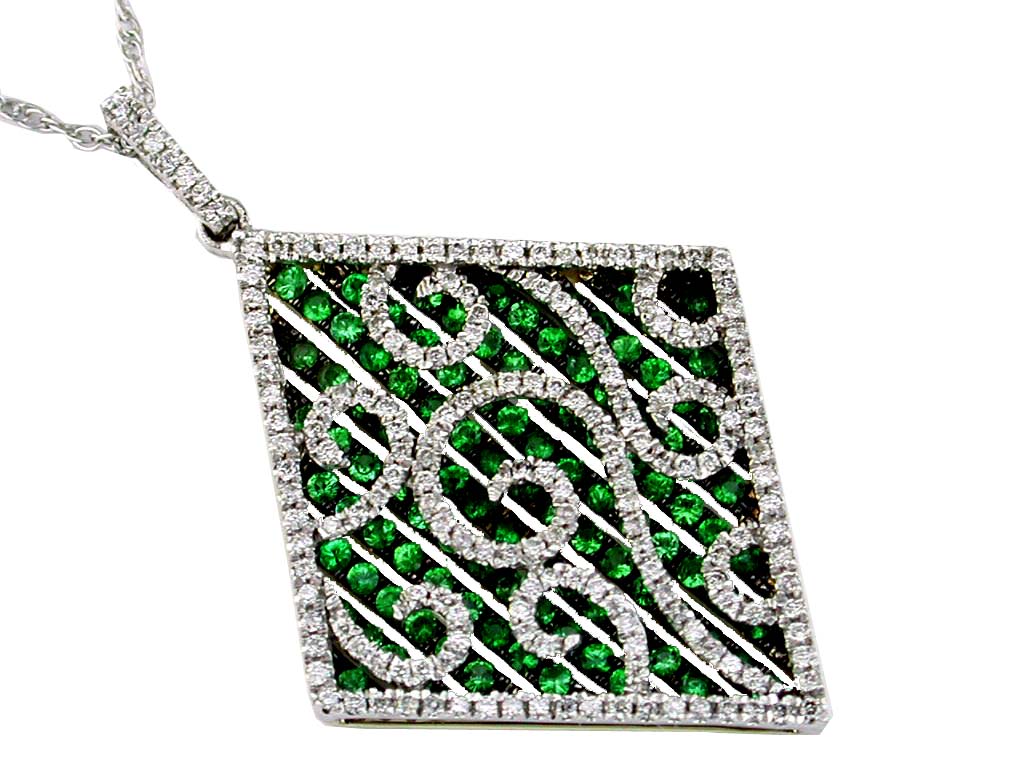 DIAMOND &GREEN GARNET PENDANT