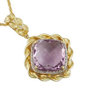 PINK AMETHYST & DIA PENDANT
