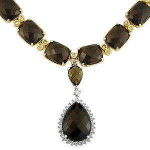 SMOKY QUARTZ & DIAMOND NECKLAC