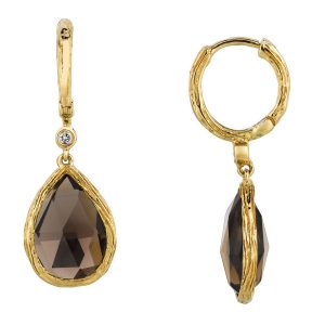 SMOKY QUARTZ & DIAMOND EARRING