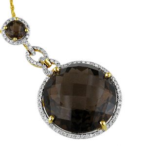 SMOKY QUARTZ & DIAMOND PENDANT