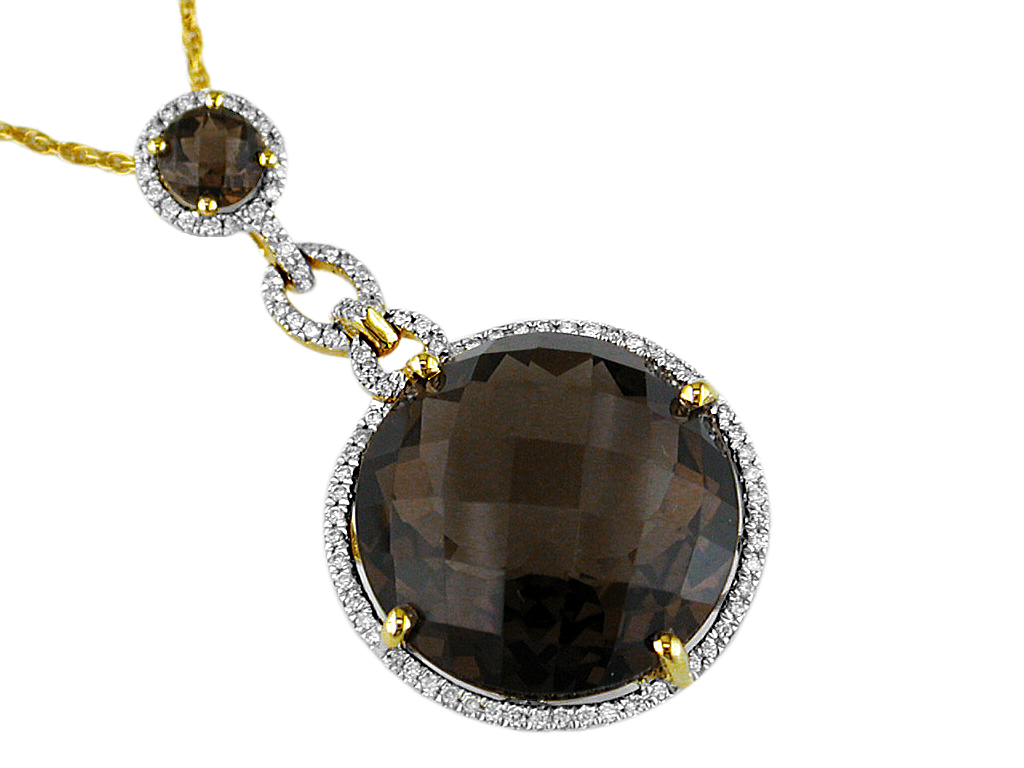 SMOKY QUARTZ & DIAMOND PENDANT