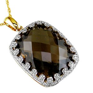 SMOKY QUARTZ & DIAMOND PENDANT