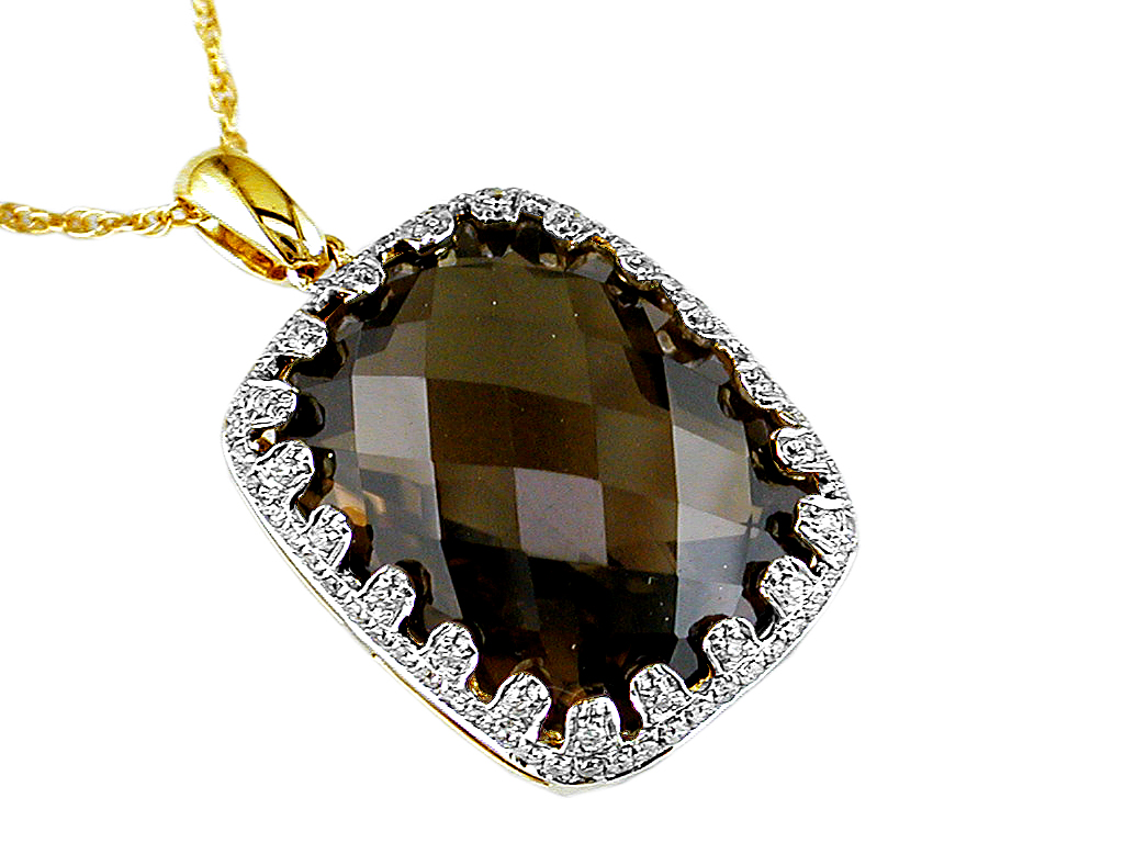 SMOKY QUARTZ & DIAMOND PENDANT