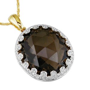 SMOKY QUARTZ & DIAMOND PENDANT