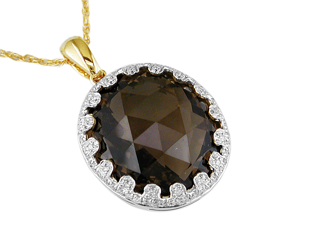 SMOKY QUARTZ & DIAMOND PENDANT
