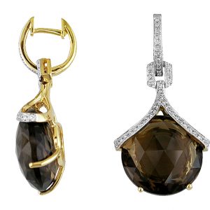 SMOKY QUARTZ & DIAMOND EARRING