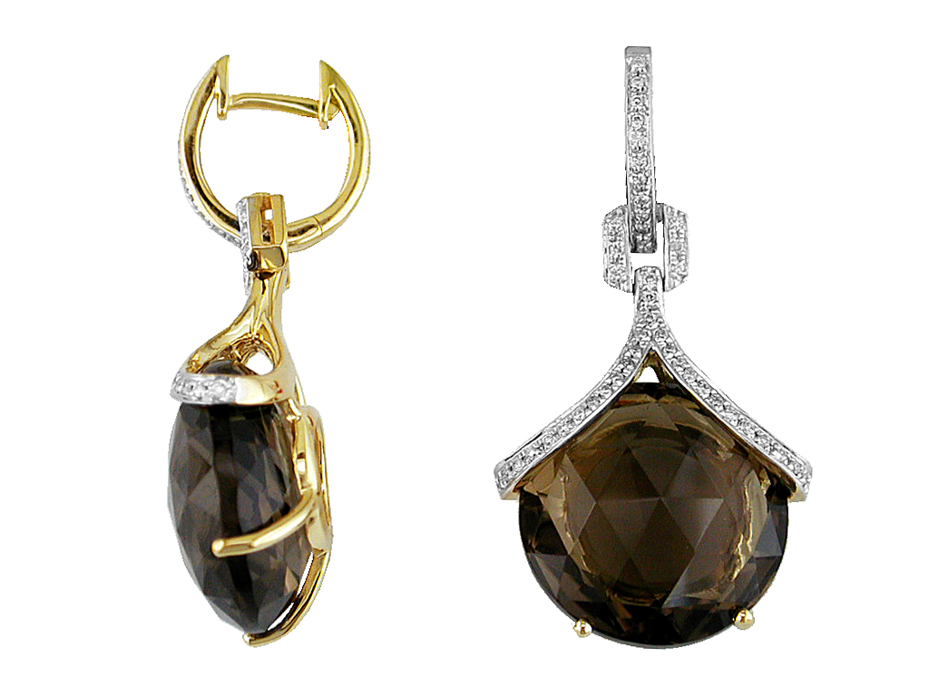 SMOKY QUARTZ & DIAMOND EARRING