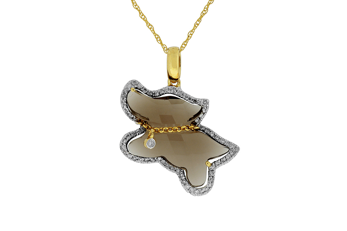SMOKY QUARTZ & DIA DOG PENDANT