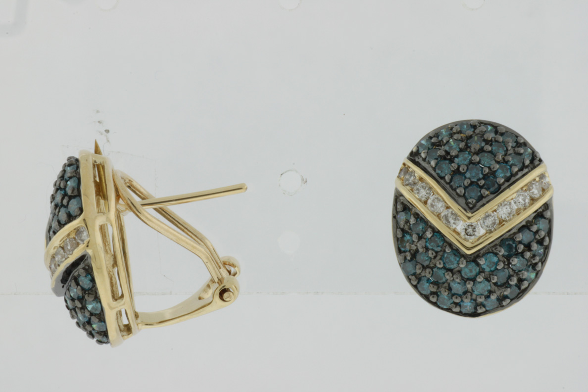 BLUE DIAMOND & DIAMOND EARRING