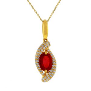 GLASS FILLED RUBY &DIA PENDANT