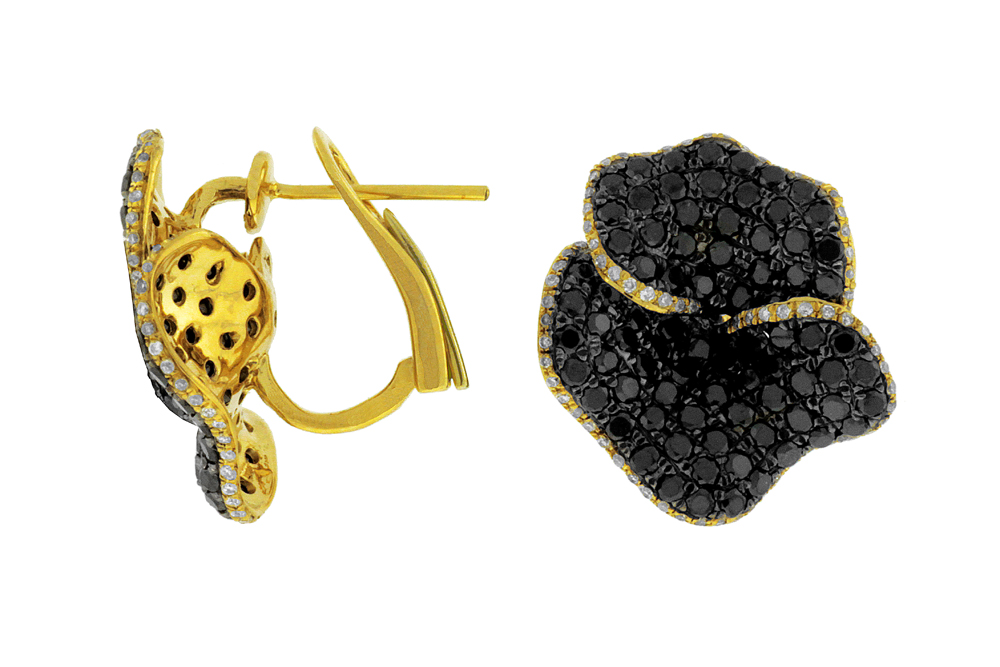 BLACK DIA & DIA FLOWER EARRING