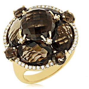 SMOKY QUARTZ & DIAMOND RING