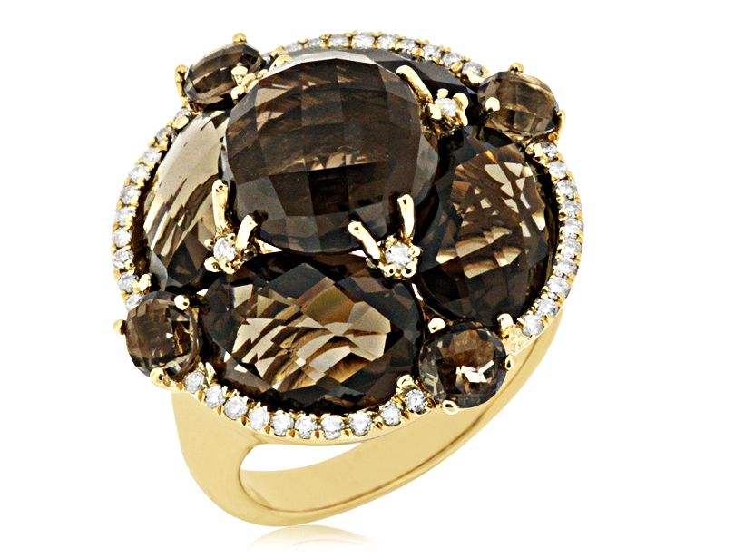 SMOKY QUARTZ & DIAMOND RING
