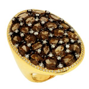 SMOKY QUARTZ & DIAMOND RING