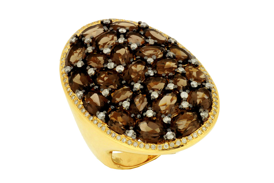 SMOKY QUARTZ & DIAMOND RING