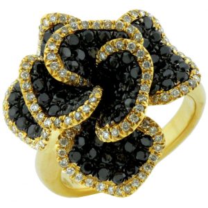 BLACK DIA & DIA FLOWER RING