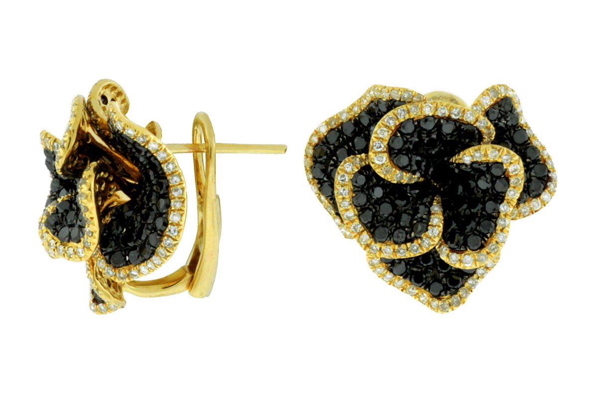 DIA & BLACK DIA FLOWER EARRING