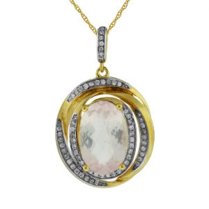 DIAMOND & ROSE QUARTZ PENDANT