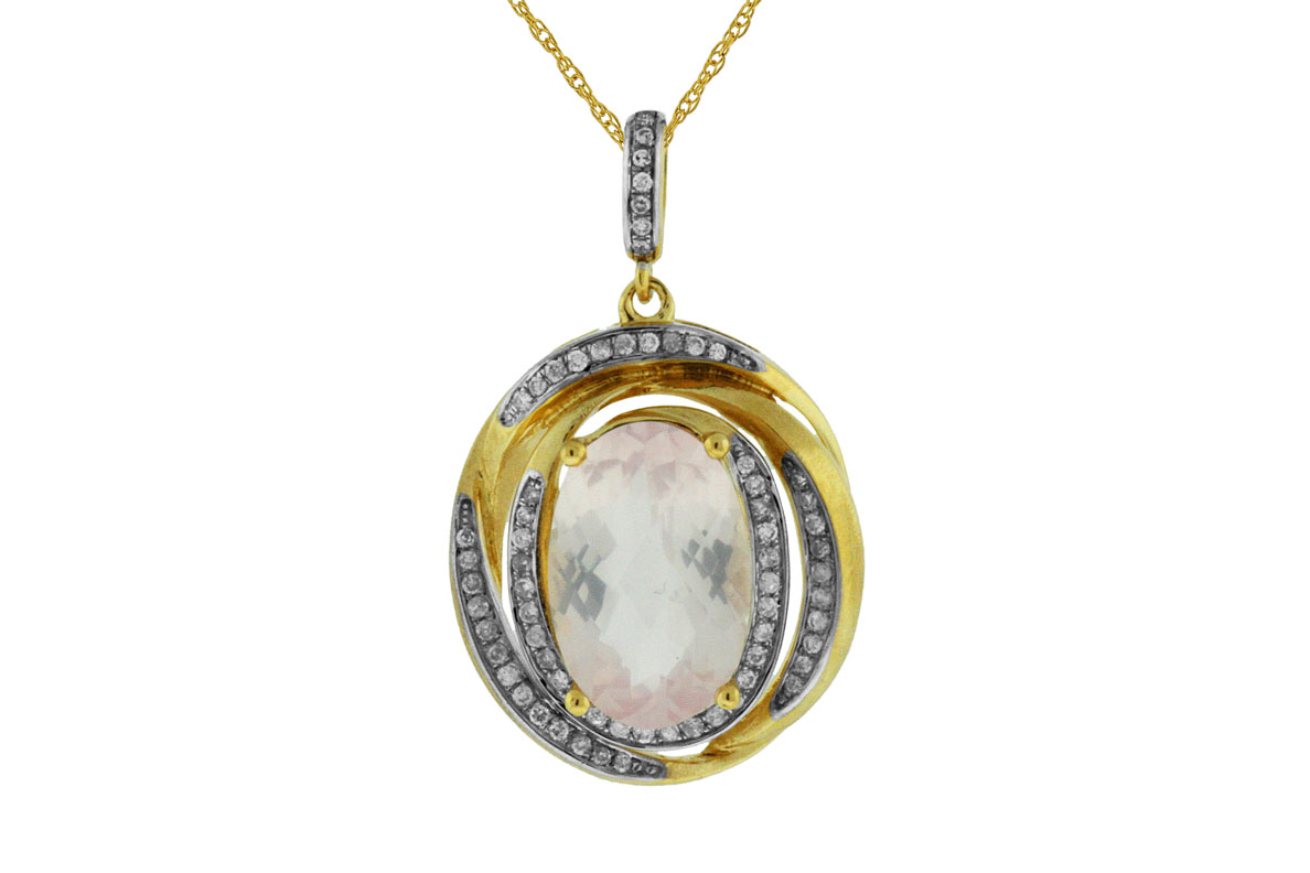 DIAMOND & ROSE QUARTZ PENDANT