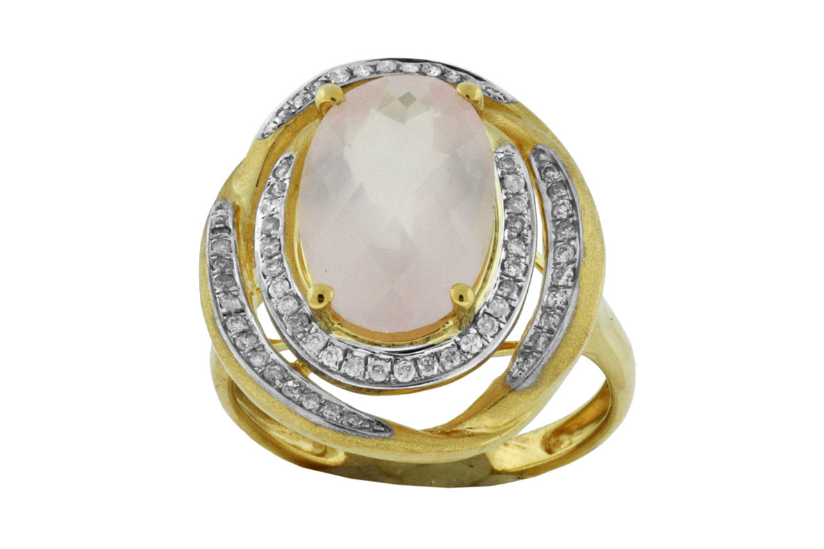 DIAMOND & ROSE QUARTZ RING
