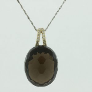 SMOKY QUARTZ & DIAMOND PENDANT
