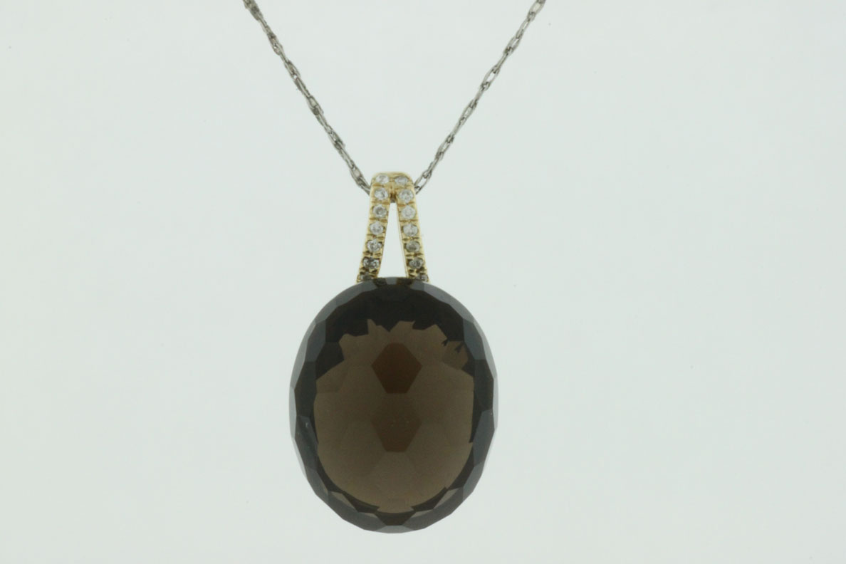 SMOKY QUARTZ & DIAMOND PENDANT