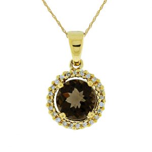 SMOKY QUARTZ & DIAMOND PENDANT