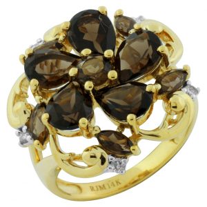 SMOKY QUARTZ & DIAMOND RING