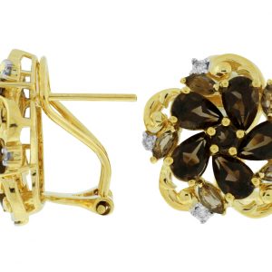 SMOKY QUARTZ & DIAMOND EARRING