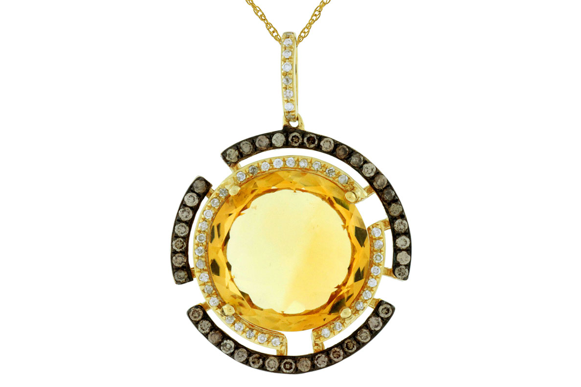 FANCY DIA & CITRINE PENDANT