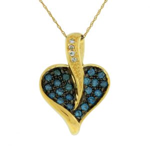 DIA & BLUE DIA HEART PENDANT