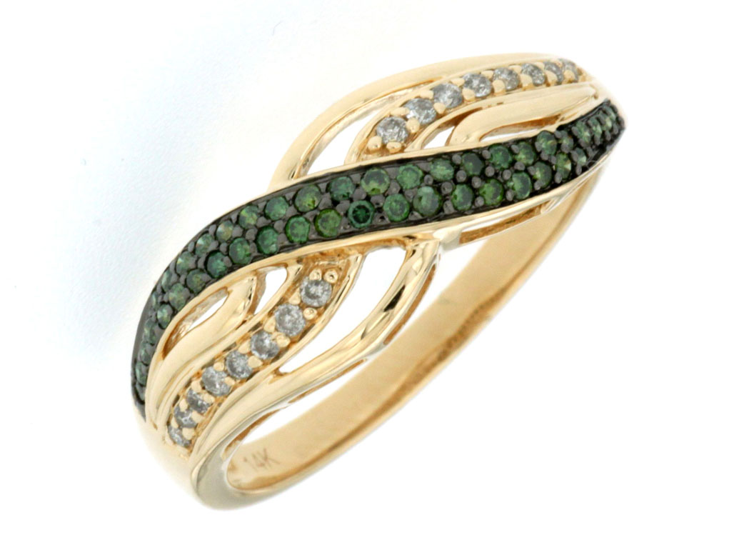 WHITE & GREEN DIAMOND RING