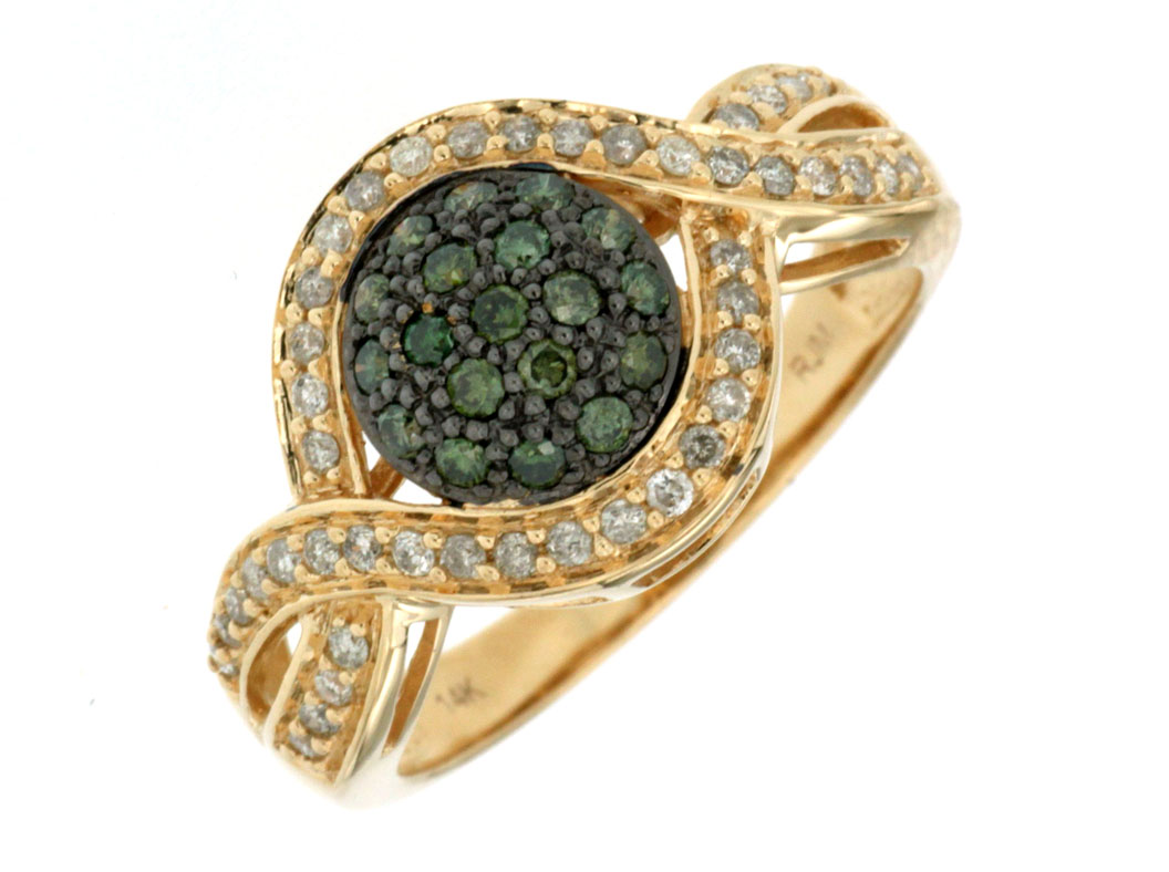 WHITE & GREEN DIAMOND RING