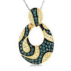 DIAMOND &BLUE DIAMOND PENDANT