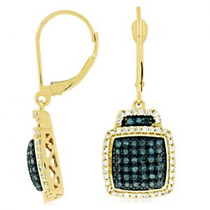 BLUE DIAMOND & DIAMOND EARRING