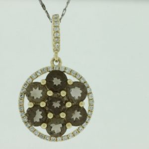 SMOKY QUARTZ & DIAMOND PENDANT