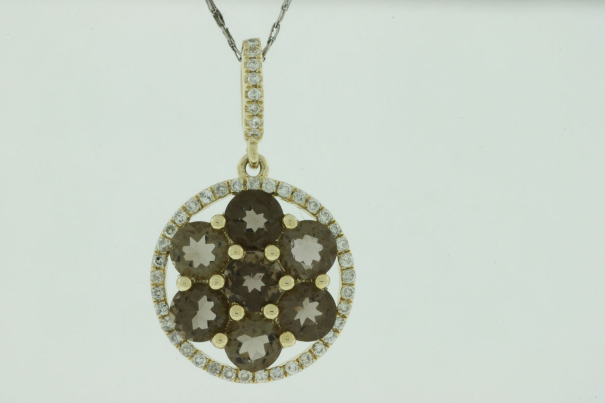 SMOKY QUARTZ & DIAMOND PENDANT