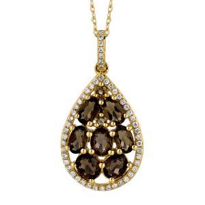 SMOKY QUARTZ & DIAMOND PENDANT