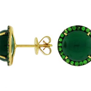 GREEN AGATE & G.GARNET EARRING